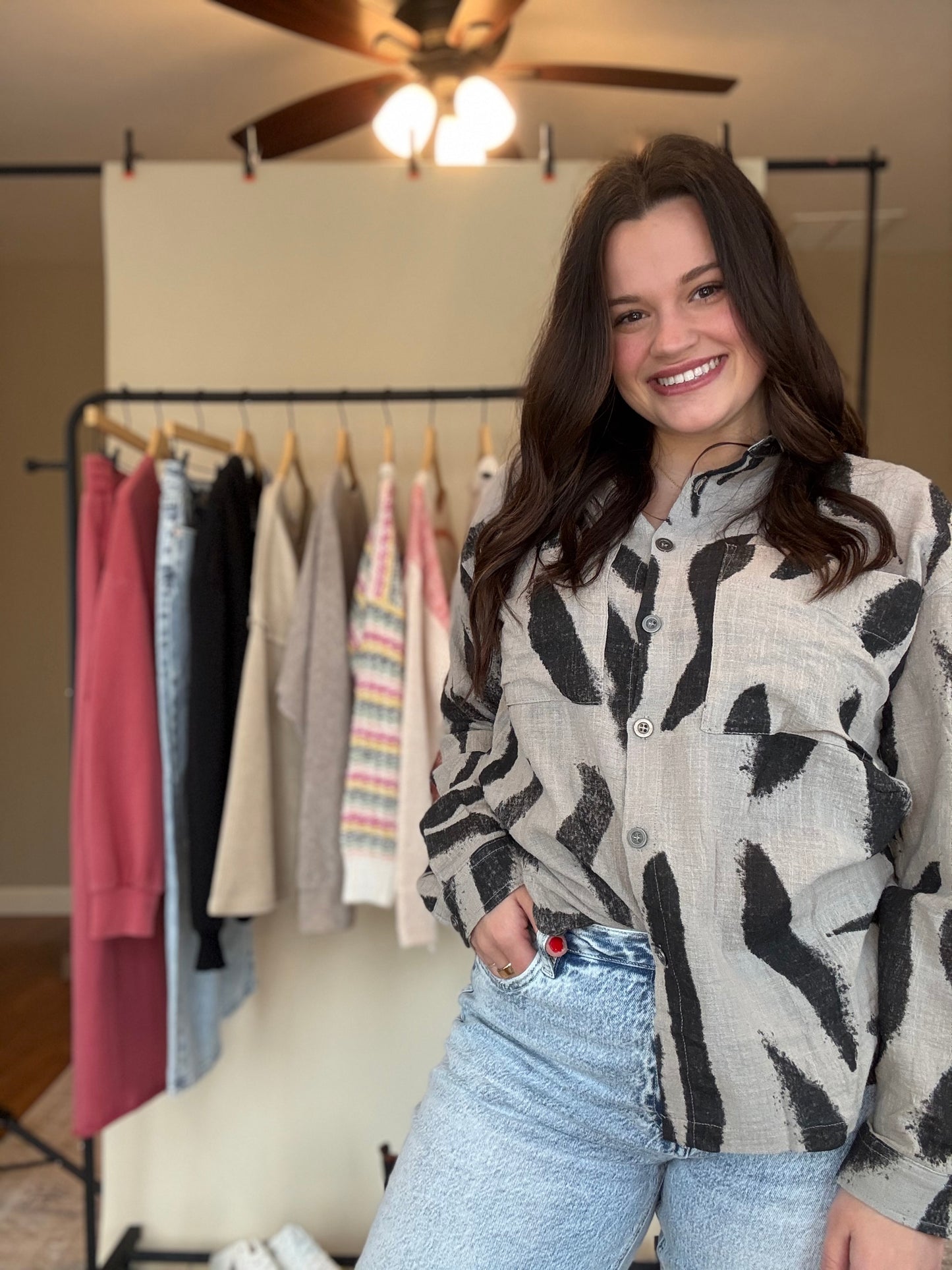 Elorie Printed Button Up